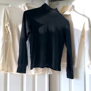 2 cotton turtleneck base layer black white classic